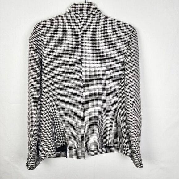 Banana Republic Ponte Houndstooth Black One Button Fitted Blazer Size 14 Preppy - Picture 2 of 6